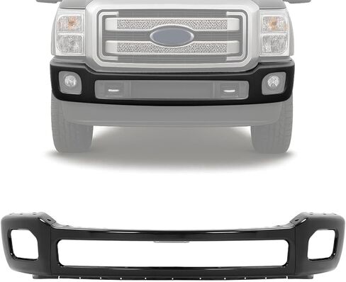 KUAFU Front Bumper Face Bar 3Pcs Compatible with 2011-2016 Ford F250 F350 F450 Super Duty Platinum, King Ranch, Lariat, XL, XLT W/Fog Light Holes FO1002417 BC3Z17757CPTM Steel Powder Coated in Kuwait