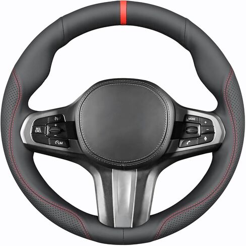 MEWANT Hand Stitch Steering Wheel Cover Compatible with BMW M Sport 2016-2024 2 3 4 5 6 7 8 Series G20 G22 G30 G11 G15 i4 Z4 X3 X4 X5 X6 X7 G01 G05 Black Microfiber Leather DIY Wrap Restoration Kit in Kuwait