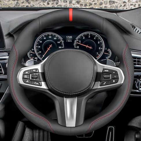 MEWANT Hand Stitch Steering Wheel Cover Compatible with BMW M Sport 2016-2024 2 3 4 5 6 7 8 Series G20 G22 G30 G11 G15 i4 Z4 X3 X4 X5 X6 X7 G01 G05 Black Microfiber Leather DIY Wrap Restoration Kit in Kuwait