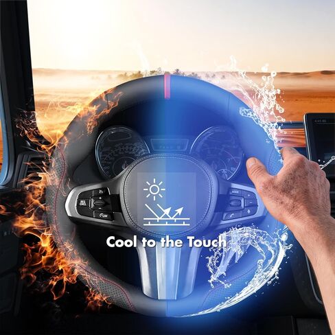 MEWANT Hand Stitch Steering Wheel Cover Compatible with BMW M Sport 2016-2024 2 3 4 5 6 7 8 Series G20 G22 G30 G11 G15 i4 Z4 X3 X4 X5 X6 X7 G01 G05 Black Microfiber Leather DIY Wrap Restoration Kit in Kuwait