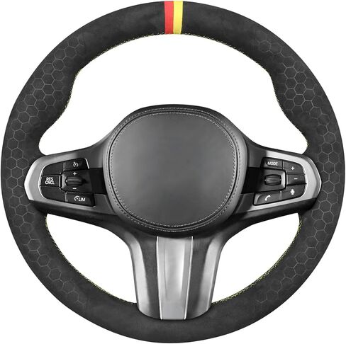 MEWANT Hand Stitch Steering Wheel Cover Compatible with BMW M Sport 2016-2024 2 3 4 5 6 7 8 Series G20 G22 G30 G11 G15 i4 Z4 X3 X4 X5 X6 X7 G01 G05 Black Microfiber Leather DIY Wrap Restoration Kit in Kuwait