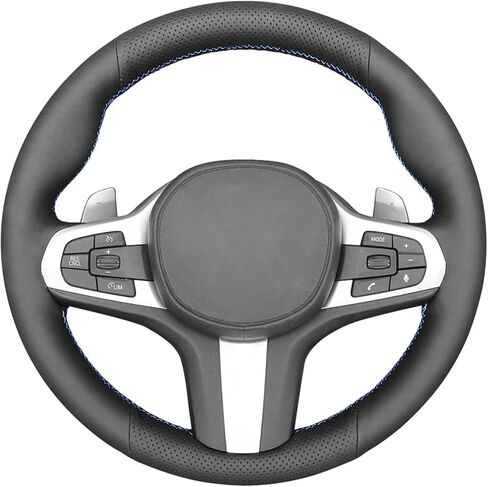 MEWANT Hand Stitch Steering Wheel Cover Compatible with BMW M Sport 2016-2024 2 3 4 5 6 7 8 Series G20 G22 G30 G11 G15 i4 Z4 X3 X4 X5 X6 X7 G01 G05 Black Microfiber Leather DIY Wrap Restoration Kit in Kuwait