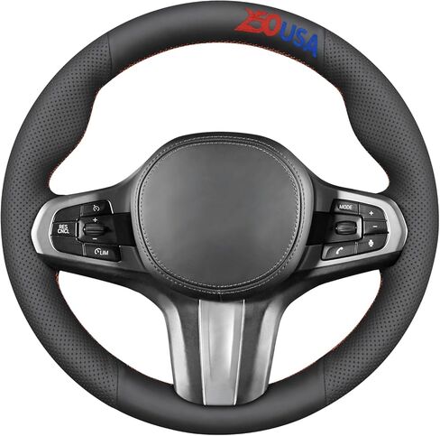MEWANT Hand Stitch Steering Wheel Cover Compatible with BMW M Sport 2016-2024 2 3 4 5 6 7 8 Series G20 G22 G30 G11 G15 i4 Z4 X3 X4 X5 X6 X7 G01 G05 Black Microfiber Leather DIY Wrap Restoration Kit in Kuwait