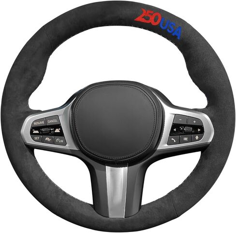 MEWANT Hand Stitch Steering Wheel Cover Compatible with BMW M Sport 2016-2024 2 3 4 5 6 7 8 Series G20 G22 G30 G11 G15 i4 Z4 X3 X4 X5 X6 X7 G01 G05 Black Microfiber Leather DIY Wrap Restoration Kit in Kuwait