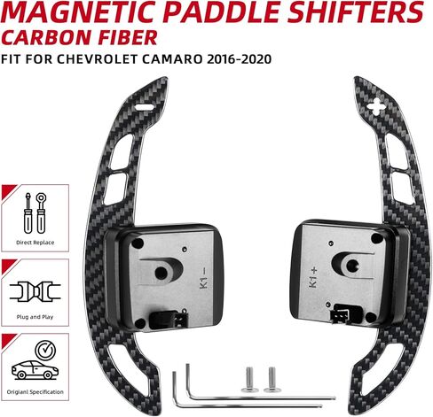 Magnetic Carbon Fiber Steering Wheel Paddle Shifters Extension for Chevrolet Camaro 2016-2024, for Chevy C7 Corvette 2014-2019(Glossy, Magnetic,Replacement) in Saudi Arabia