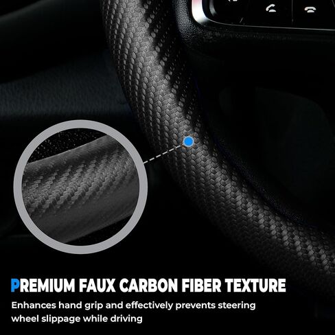 Matte Black Carbon Fiber Anti-Slip Auto Car Steering Wheel Cover for Honda Accord Civic CR-V HR-V Pilot Fit Passport Odyssey in Kuwait