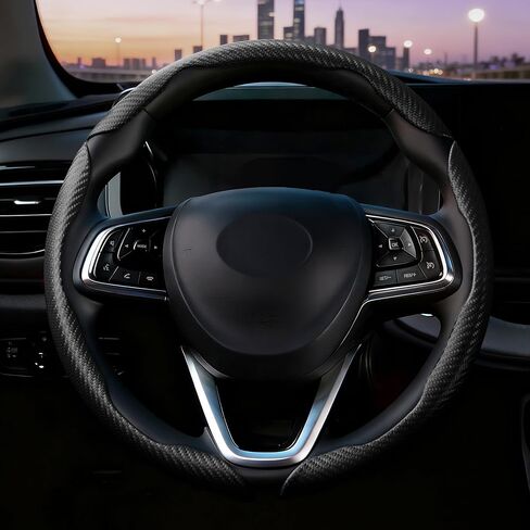 Matte Black Carbon Fiber Anti-Slip Auto Car Steering Wheel Cover for Honda Accord Civic CR-V HR-V Pilot Fit Passport Odyssey in Kuwait