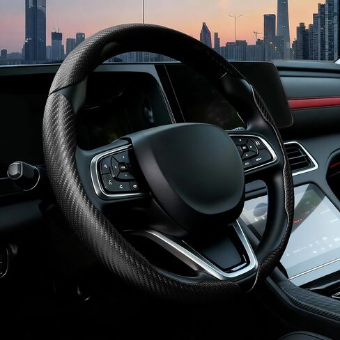 Matte Black Carbon Fiber Anti-Slip Auto Car Steering Wheel Cover for Honda Accord Civic CR-V HR-V Pilot Fit Passport Odyssey in Kuwait
