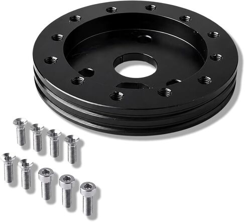 1 PC Car Steering Wheel Adapter Connector, 6 Hole to 3 Hole Metal Wheel Hub Conversion Spacer, Alloy Steering Wheel Quick Release Adapter, Universal for Most Cars (Black) in Saudi Arabia