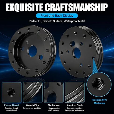 1 PC Car Steering Wheel Adapter Connector, 6 Hole to 3 Hole Metal Wheel Hub Conversion Spacer, Alloy Steering Wheel Quick Release Adapter, Universal for Most Cars (Black) in Saudi Arabia