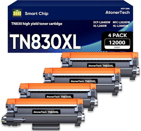 TN830 / TN830XL High Yield Toner Cartridges Replacement for Brother TN830XL TN830 830XL Toner Cartridge with DCP-L2640DW HL-L2460DW HL-L2405W MFC-L2820DW Printer | 4-Pack Ink in Saudi Arabia