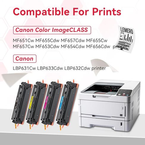 LEMERO 067H Toner Compatible for Canon 067H 067 Toner Cartridges Set Work for Canon MF656Cdw MF654Cdw MF653Cdw LBP632Cdw MF652Cdw Printer (BCMY 4-Pack of 067H 067 Toner) in Saudi Arabia