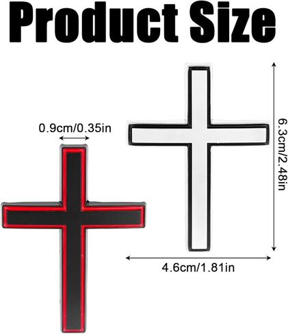 2pcs 3D Cross Stickers, Durable 3D Self Adhesive Cross Metal Car Emblem Stickers Practical Car Decoration Accessories for Trunk Tailgate Side Fender Tail Decor in Kuwait