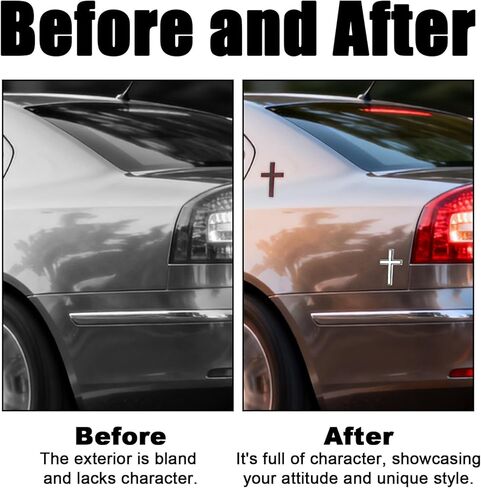 2pcs 3D Cross Stickers, Durable 3D Self Adhesive Cross Metal Car Emblem Stickers Practical Car Decoration Accessories for Trunk Tailgate Side Fender Tail Decor in Kuwait