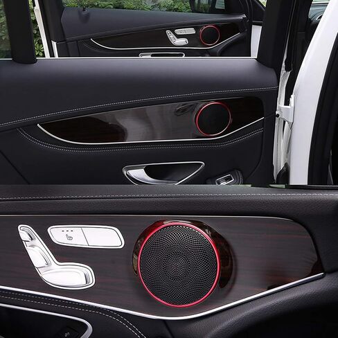 x xotic tech 4pcs Interior Door Stereo Audio Speaker Horn Circle Ring Loudspeaker Cover Trim Compatible with Mercedes Benz C250 C300 C350 C400 C63 X205 GLC250 GLC300 (Red) - Outer Diameter 3.3" in Kuwait