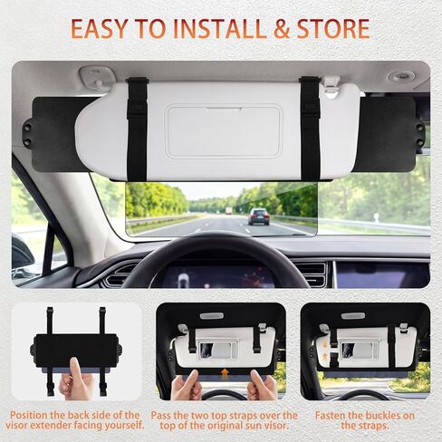 Sun Visor Extender for Car, Polarized Sun Glare Visor Extension, Universal Fit Auto Sunshade Blocker for UV Protection, Easy to Install in Saudi Arabia