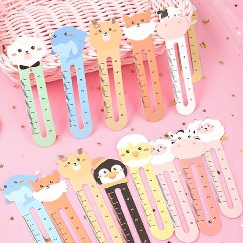 50pcs Cute Animal Bookmarks Ruler Set, 10 Styles Multifunction Book Markers with Ruler, Teacher Classroom Prizes, Student Reading Rewards, School Supplies, Party Favors for Kids in Kuwait