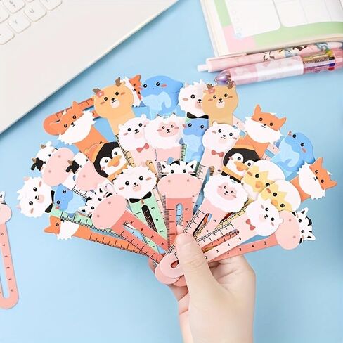 50pcs Cute Animal Bookmarks Ruler Set, 10 Styles Multifunction Book Markers with Ruler, Teacher Classroom Prizes, Student Reading Rewards, School Supplies, Party Favors for Kids in Kuwait