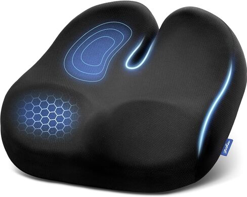 ZIKEE Ergonomic Seat Cushion with Thigh Slope & U-Shaped Design for Thigh, Tailbone, Sciatica Pain Relief, High-Density Memory Foam Office Chair Cushion for Car Seat, Airplane, Bleacher, Non-slip Base in Saudi Arabia