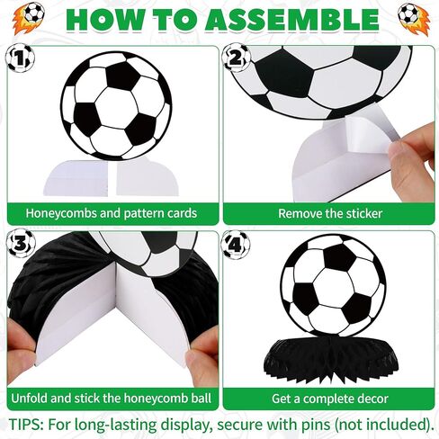9 Pcs Soccer Honeycomb Centerpieces, 3D Soccer Ball Table Decorations with Goal Jersey Designs for Boys Birthday Sports Party Decor, Kids Soccer Theme Event Supplies in Saudi Arabia