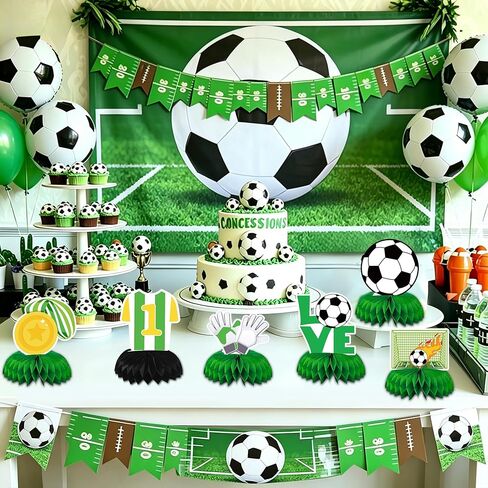 9 Pcs Soccer Honeycomb Centerpieces, 3D Soccer Ball Table Decorations with Goal Jersey Designs for Boys Birthday Sports Party Decor, Kids Soccer Theme Event Supplies in Saudi Arabia