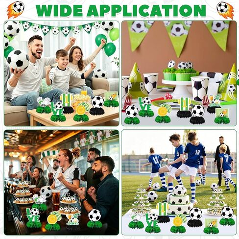 9 Pcs Soccer Honeycomb Centerpieces, 3D Soccer Ball Table Decorations with Goal Jersey Designs for Boys Birthday Sports Party Decor, Kids Soccer Theme Event Supplies in Saudi Arabia