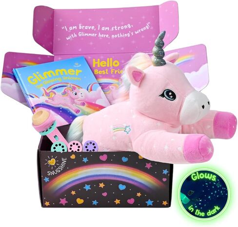 Glow in the Dark Unicorn Plush with Book & Flashlight Projector, 18 Inch Unicorn Stuffed Animal and Book Set, Light Up Toy Stuffies for Girls Gift Set, Bedtime Help Sleep Aid in Saudi Arabia