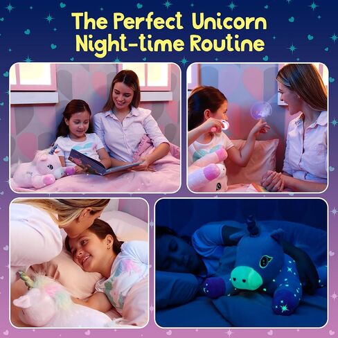 Glow in the Dark Unicorn Plush with Book & Flashlight Projector, 18 Inch Unicorn Stuffed Animal and Book Set, Light Up Toy Stuffies for Girls Gift Set, Bedtime Help Sleep Aid in Saudi Arabia
