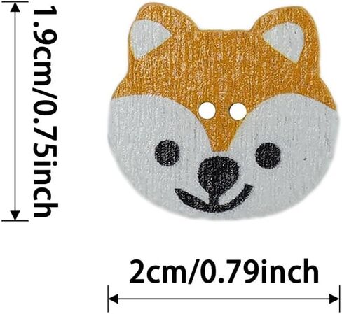 50pcs 2x3/4 Inch Shibai Dog Puppy 2 Holes Wooden Button Clothes Bag Scarf Hair Accessories DIY Buttons, Color May Vary in Saudi Arabia