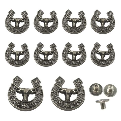 10Pcs Western Buttons Authentic Leather Fasteners Decorative Screw Buckle Screw Back Buttons for DIY Craft Fabrics and Western Wear Projects in Saudi Arabia