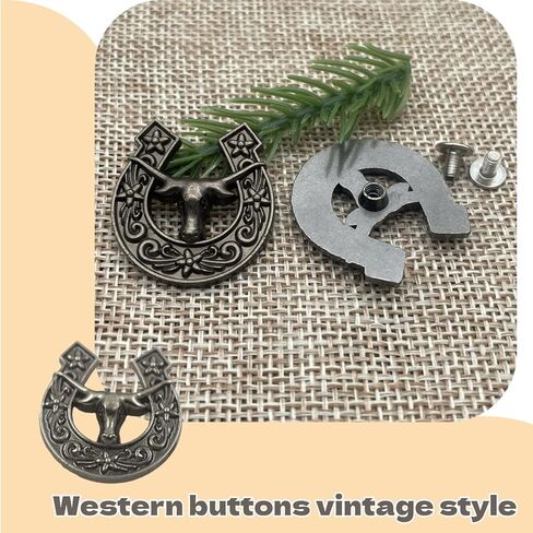 10Pcs Western Buttons Authentic Leather Fasteners Decorative Screw Buckle Screw Back Buttons for DIY Craft Fabrics and Western Wear Projects in Saudi Arabia