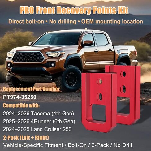 Tow Hooks (2-Pack) Compatible with Toyota Tacoma 2024-2026 (4th Gen) / Compatible with 4Runner2025-2026 /Compatible with Land Cruiser 250 Front Recovery Points 2024-2025 in Saudi Arabia