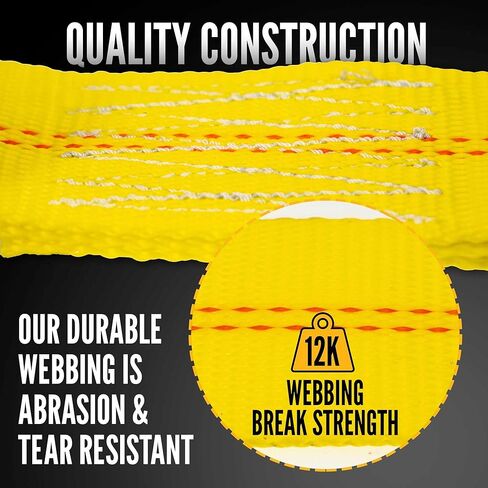 US Cargo Control Auto Ratchet Straps with Snap Hooks 2 Inch x 12 Foot (4-Pack), 6,000 LBS Break Strength, Versatile Ratchet Straps with Flat Locking Hooks, Tie Down Cars, Motorcycles, & Other Vehicles in Kuwait