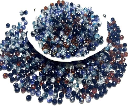660pcs Green Glass Beads, 8mm Assorted Color Crystal Facted and Round Crackle Beads for Plant DIY Bracelet Necklace Earring Craft Kit in Saudi Arabia