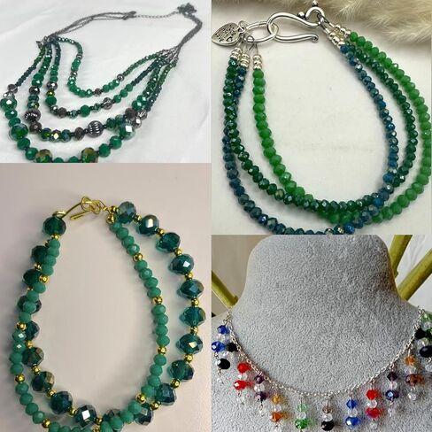 660pcs Green Glass Beads, 8mm Assorted Color Crystal Facted and Round Crackle Beads for Plant DIY Bracelet Necklace Earring Craft Kit in Saudi Arabia