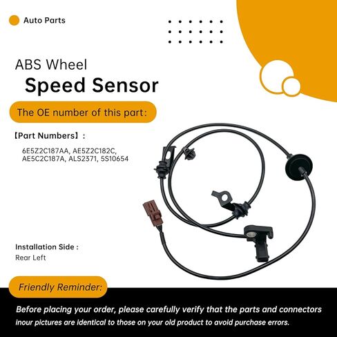 Rear Left ABS Wheel Speed Sensor Compatible with Ford Fusion 2006-2012, Lincoln MKZ 2007-2012, Zephyr 2006, Mercury Milan 2006-2011 (2.3L-3.5L L4/V6) – Replaces 6E5Z2C187AA, AE5Z2C182C in Saudi Arabia