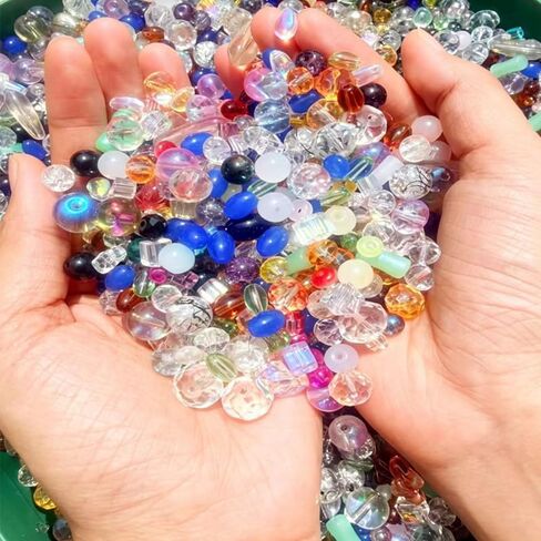 Half Pound Mixed Color Glass Bead Jewelry Material, 2-16mm Colored Crystal Beads Used for Bracelets, DIY Art, and Bulk Jewelry Production, Handmade in Saudi Arabia