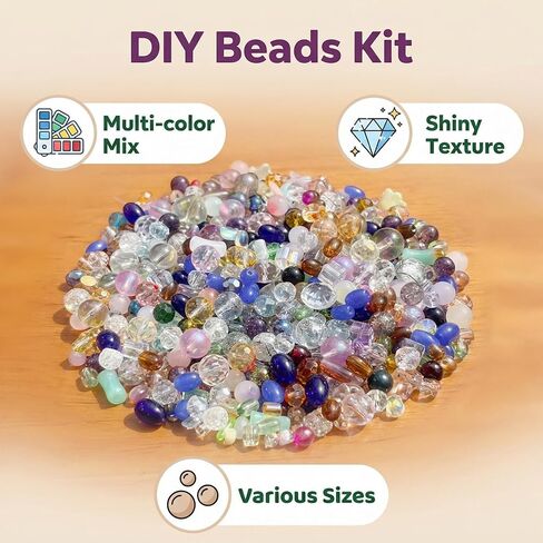 Half Pound Mixed Color Glass Bead Jewelry Material, 2-16mm Colored Crystal Beads Used for Bracelets, DIY Art, and Bulk Jewelry Production, Handmade in Saudi Arabia