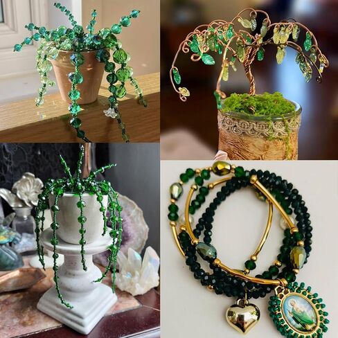 1000pcs Assorted Glass Beads with Acrylic Leaf Beads, Green Crystal Faceted and Plastic Leaves Bead Kit Loose Bulk Beaded for Plant Craft, Earring Necklace Bracelet Jewelry Making, Home Decor in Saudi Arabia
