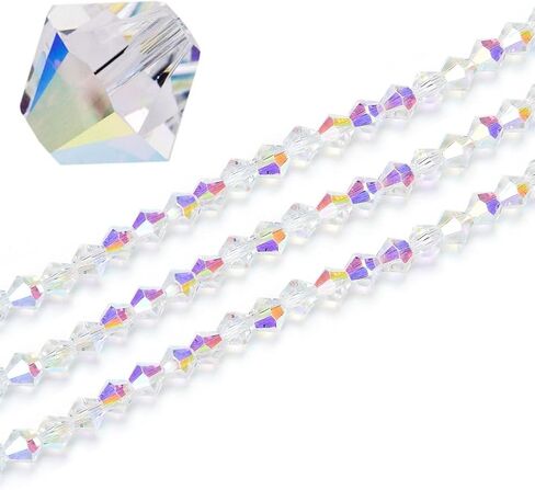500pcs Czech Faceted Bicone Crystal Loose Glass Beads Spacer Bulk 4mm (0.16 Inch) Small Crystal AB for DIY Craft Jewelry Making CCB402 in Saudi Arabia
