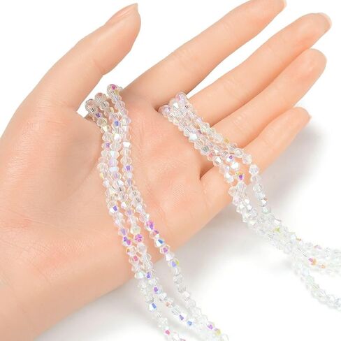 500pcs Czech Faceted Bicone Crystal Loose Glass Beads Spacer Bulk 4mm (0.16 Inch) Small Crystal AB for DIY Craft Jewelry Making CCB402 in Saudi Arabia