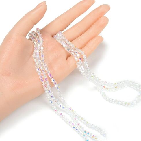 500pcs Czech Faceted Bicone Crystal Loose Glass Beads Spacer Bulk 4mm (0.16 Inch) Small Crystal AB for DIY Craft Jewelry Making CCB402 in Saudi Arabia
