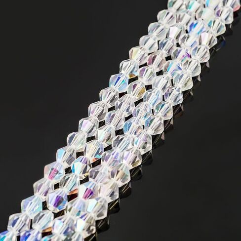 500pcs Czech Faceted Bicone Crystal Loose Glass Beads Spacer Bulk 4mm (0.16 Inch) Small Crystal AB for DIY Craft Jewelry Making CCB402 in Saudi Arabia