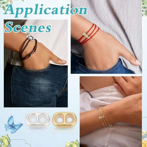 16Pcs Double Hole Silicone Slider Beads 2 Colors 18K Gold and 925 Sterling Silver Plated Brass Stopper Beads Adjustable Oval Spacer Bead for Earrings Bracelet Necklaces DIY Crafting in Saudi Arabia