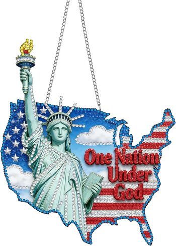Hanging Diamond Art Kits for Adults Statue of Liberty America - 8x8 Inch Double-Sided Acrylic Board DIY Crystal Diamond Suncatcher Pendant, Sparkling Home Wall or Window Decor Handmade Gift in Saudi Arabia