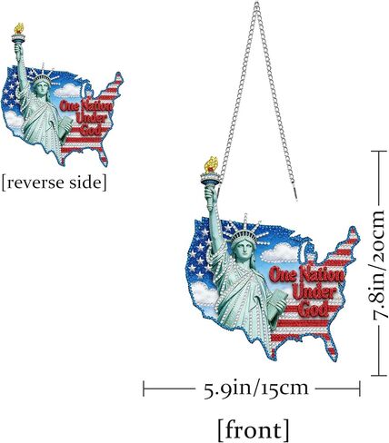 Hanging Diamond Art Kits for Adults Statue of Liberty America - 8x8 Inch Double-Sided Acrylic Board DIY Crystal Diamond Suncatcher Pendant, Sparkling Home Wall or Window Decor Handmade Gift in Saudi Arabia