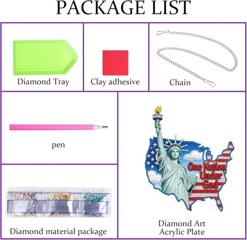 Hanging Diamond Art Kits for Adults Statue of Liberty America - 8x8 Inch Double-Sided Acrylic Board DIY Crystal Diamond Suncatcher Pendant, Sparkling Home Wall or Window Decor Handmade Gift in Saudi Arabia