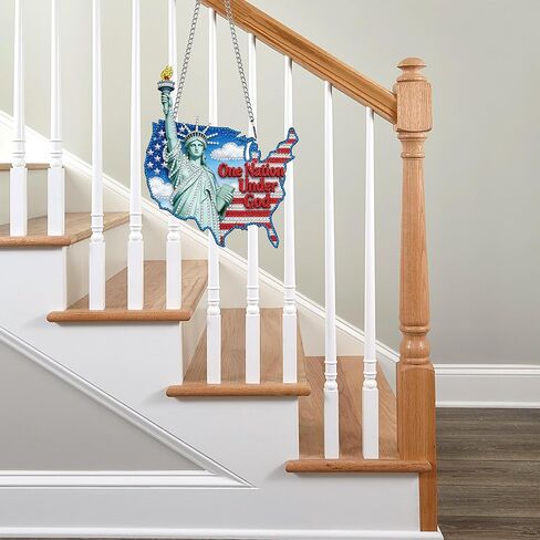 Hanging Diamond Art Kits for Adults Statue of Liberty America - 8x8 Inch Double-Sided Acrylic Board DIY Crystal Diamond Suncatcher Pendant, Sparkling Home Wall or Window Decor Handmade Gift in Saudi Arabia
