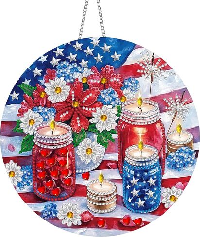 Hanging Diamond Art Kits for Adults Statue of Liberty America - 8x8 Inch Double-Sided Acrylic Board DIY Crystal Diamond Suncatcher Pendant, Sparkling Home Wall or Window Decor Handmade Gift in Saudi Arabia
