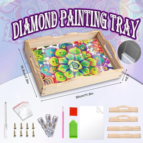 EWJRNSF Diamond Art Kits for Adults Wooden Serving Trays with Handles, 5D Diamond Painting Big Gem Arts and Craft Gifts Trays Decor Gift Home Decor 7.8x11.8 Inches Succulence B in Saudi Arabia